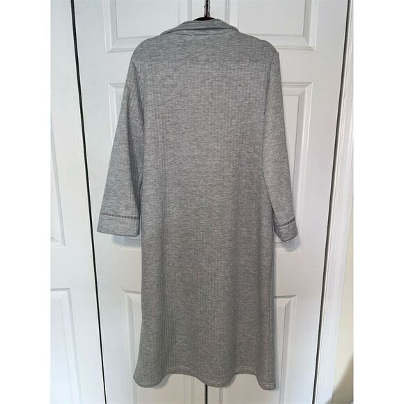 Miss Elaine Women's Zip-Front Robe Gray Size L Ankle-Length Long Sleeve Warm - Picture 8 of 8